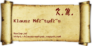 Klausz Mátyás névjegykártya