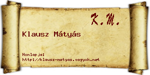 Klausz Mátyás névjegykártya